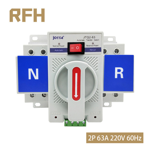 2P 63A 230V MCB tipo color blanco Doble potencia interruptor de transferencia automática ATS tensión nominal de 220V /380V Frecuencia nominal 50/60Hz ► Foto 1/5