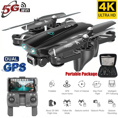 Dron profesional plegable con cámara 4K HD Selfie 5G GPS WiFi FPV gran angular RC Quadcopter helicóptero juguete E520S SG900-S ► Foto 1/6