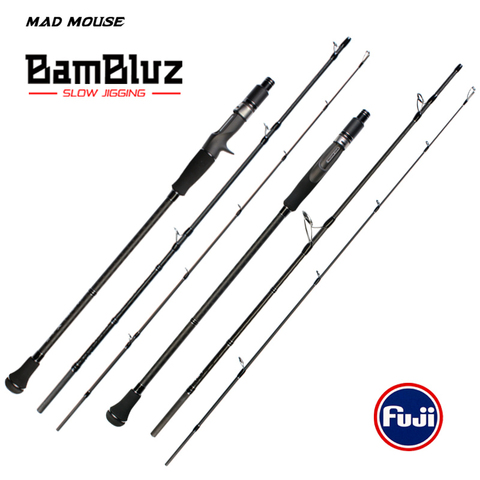 MADMOUSE-caña de pescar BamBluz Fuji, piezas completas japonesas, varilla de Jigging lenta portátil, 3 secciones, 1,9 M, envío/fundición, Corss, carbono, Océano, barco ► Foto 1/6