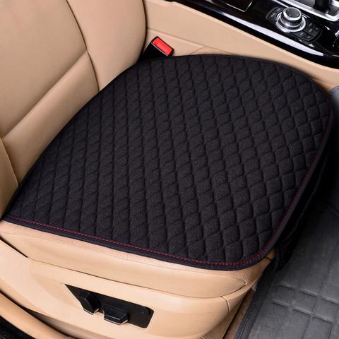 Fundas de lino para asiento de coche, cojín negro para asiento de coche, Protector de tela de lino para asiento de coche, accesorios antideslizantes ► Foto 1/3