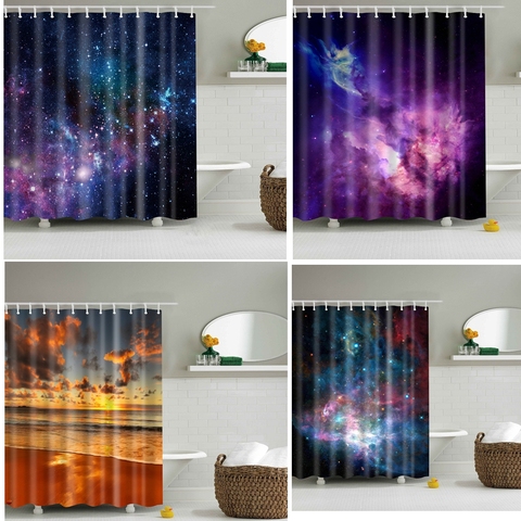 Galaxy Night-cortina de ducha con cielo estrellado, 180x200cm, tela de poliéster, cortina opaca 3D para Baño ► Foto 1/6