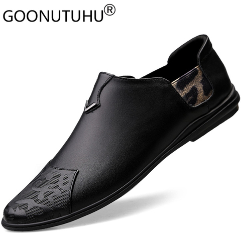 Zapatos informales de cuero genuino para hombre, mocasines clásicos de conducción, color marrón, blanco y negro, talla grande 46, novedad de 2022 ► Foto 1/6