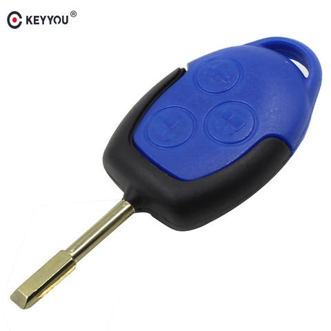 KEYYOU-conjunto para conectar carcasa de llave a distancia de coche, reemplazo de 3 botones, para Ford Transit, tecla azul, cubierta de diseño ► Foto 1/5