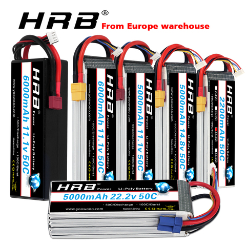 HRB batería Lipo 3S 4S 6S 5000mah 6000mah 3300mah 2200mah 11,1 v 50C lipo con XT60 decanos conector para RC auto helicóptero Drone barco ► Foto 1/6