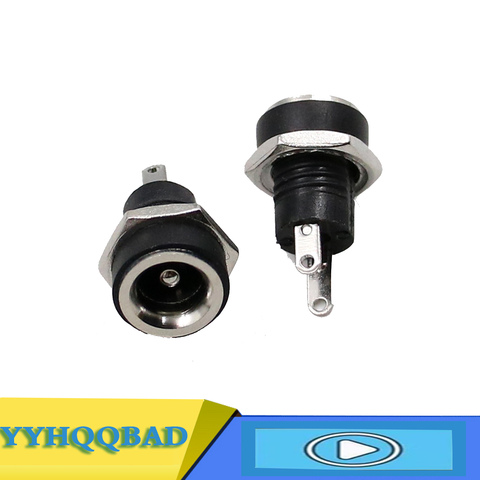 12V para fuente de alimentación DC conector hembra de montaje en Panel 5,5mm 2,1mm adaptador de enchufe 2 terminales tipos 5,5*2,1 ► Foto 1/2