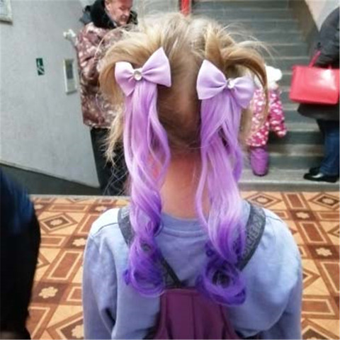 Pelucas de colores con degradado para niña, horquillas con lazo de princesa, diadema de adorno, pinzas para el pelo, pasadores, accesorios para el cabello para niña ► Foto 1/5