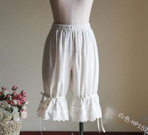 Mujer Lolita Bloomer Vintage blanco calabaza elástico pantalones cortos de encaje burbuja de seguridad debajo de los pantalones ► Foto 1/4