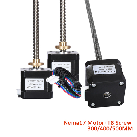 Motor paso a paso Nema17 T8, Kit de tornillos de plomo, tuerca 17HS4401S de cobre, 40MM de altura, 300/400/500MM, rosca de 8MM, piezas de impresora 3D, CNC XYZ ► Foto 1/6