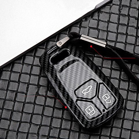 2022 coche clave ABS nuevo protectores de fibra de carbono para Audi A1 A3 A4 A5 A6 A7 A8 B9 Quattro TT TTS 8S Q3 Q5 Q7 2009-2017 anillo ► Foto 1/6