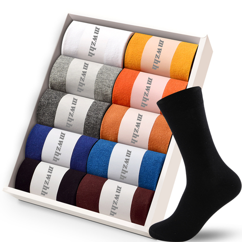 Calcetines largos de algodón para hombre, calcetín de vestir, para invierno, transpirable, colorido, para regalo, 5 pares ► Foto 1/6