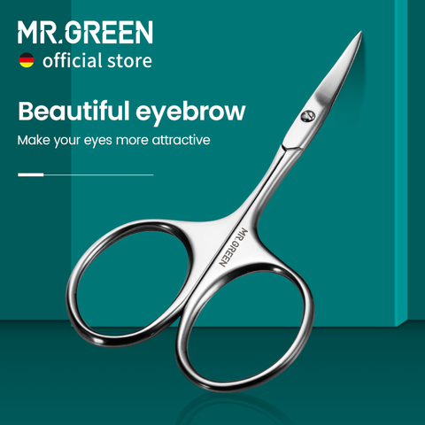 MR.GREEN-Tijeras para cejas, herramienta profesional de acero inoxidable para manicura, cortador de precisión, removedor de pelos de pestañas y cejas ► Foto 1/6