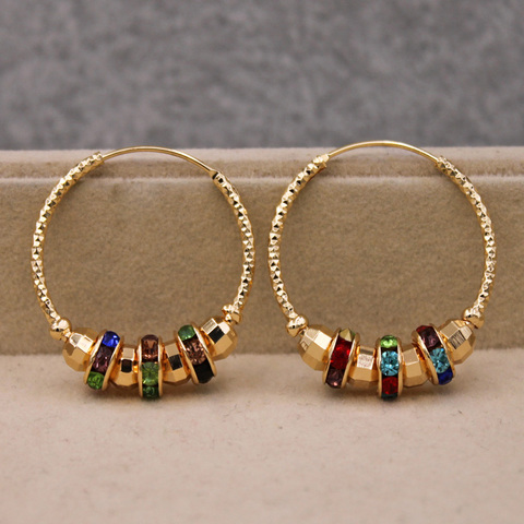 Pendientes de aro a la moda para mujer Color dorado pendiente del arco iris accesorios de joyería de lujo para aniversario de boda ► Foto 1/6