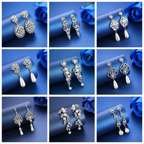 Mecresh-pendientes de gota para boda, perlas de imitación, Color dorado, Pendientes colgantes de cristal, joyería europea, kh1046 ► Foto 1/6