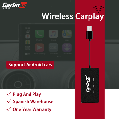 Carlinkit-llave electrónica USB/AndroidAuto para coche, accesorios y partes de coche, venta automática, Autokit inalámbrico, color negro ► Foto 1/6
