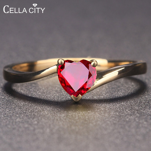 Cellacity-anillo con forma de corazón de rubí para mujer, de plata 925, anillos de compromiso de color rojo/azul para charm, joyería, regalo al por mayor ► Foto 1/6