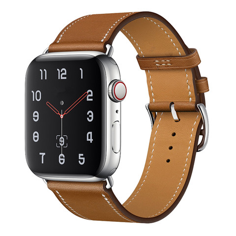 Correa de cuero para Apple watch banda 44mm 40mm 38mm 42mm iWatch una sola vuelta pulsera Apple watch serie 5 4 3 iPhone 6 ► Foto 1/6