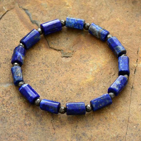 Las mujeres de los hombres, pulsera de lapislázuli Lapis Lazuli pulseras elásticas brazaletes Mala Yoga nuevas parejas regalos de los amantes de la joyería ► Foto 1/6