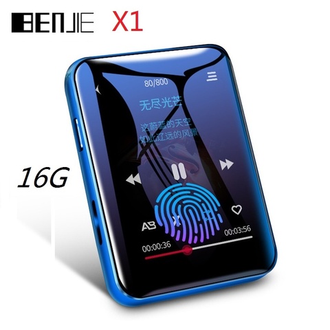 BENJIE-Reproductor de música MP3, radio estéreo FM con Bluetooth, vídeo incorporado, pantalla táctil de 1.8 pulgadas, capacidad de 16 GB, batería de 310 mAh, modelo X1 ► Foto 1/6
