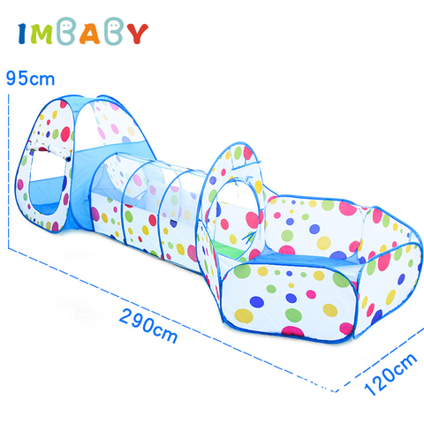 IMBABY-corralito plegable 3 en 1 para niños, tienda Tipi portátil para chico, túnel para gatear, cerca de bolas de mar seca para bebé, piscina de juegos conectada ► Foto 1/6