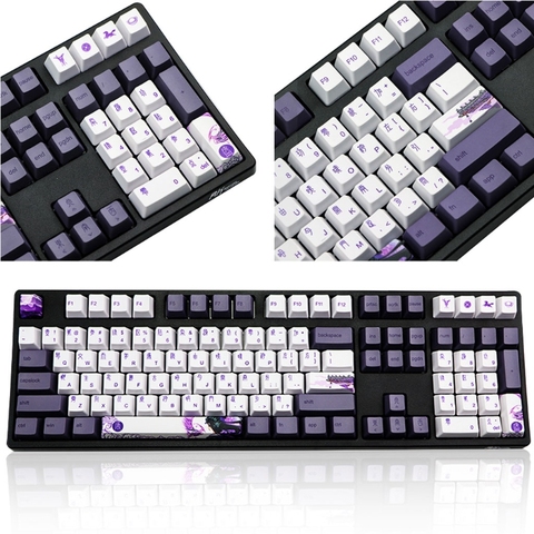 Teclas de sublimación PBT, tapa de Teclado mecánico de perfil OEM, color morado, 113 teclas, estilo chino, GK61, GK64 ► Foto 1/6