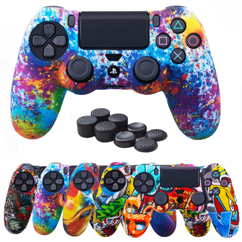 Zombop-Tapas de agarre de pulgar para Play Station 4, funda de camuflaje protectora de silicona para Sony Dualshock 4 PS4 DS4 Slim Pro ► Foto 1/6