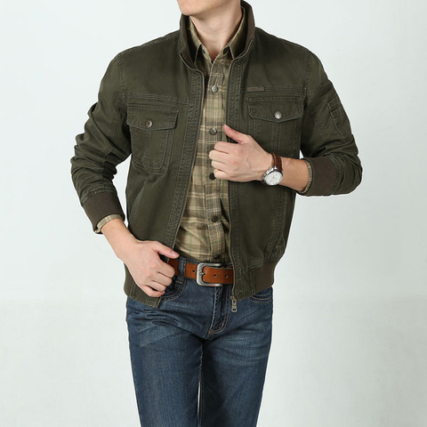 Primavera otoño chaqueta militar de los hombres de alta calidad prendas de vestir chaqueta Bomber cortavientos Casual Jaqueta Masculina tamaño M-3XL Veste homme ► Foto 1/6