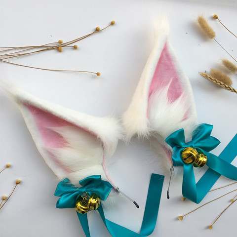 Ahri-Diadema blanca con orejas de zorro para Cosplay, diadema de tamaño grande, accesorios para disfraz ► Foto 1/6