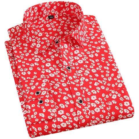 Camisas con estampado Floral para hombre, camisas informales de manga larga con estampado de flores a la moda, camisa de vestir cómoda y suave de poliéster 100% ► Foto 1/6