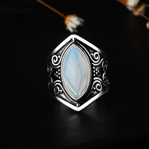 Anillo Vintage de plata tailandesa con piedra lunar, anillo de plata 925 para anillo de diamantes Mujer ► Foto 1/6