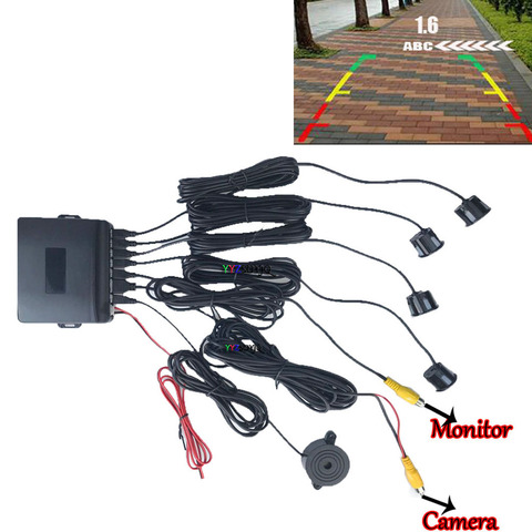 Sensor de aparcamiento para coches con sistema de vídeo de CPU de doble núcleo, Radar de marcha atrás 4, señal de alarma, Sensor de visualización de distancia ► Foto 1/5