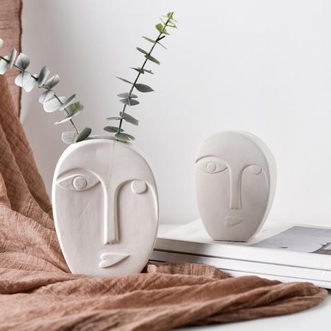 Nordic estilo moderno de cerámica creativa humanos expresión flor maceta de plantas jarrón maceta casa Oficina escritorio Decoración de mesa de regalo ► Foto 1/6