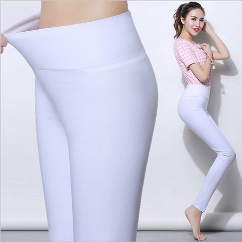 Mallas Push Up blancas de talla grande para mujer, Leggings elásticos de cintura alta, pantalones de tubo sexys, S-6XL ► Foto 1/6