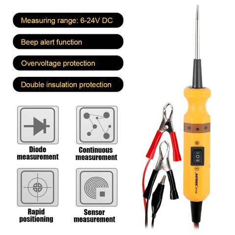 AUTOOL BT160, probador de potencia de circuito eléctrico para coche, sonda de 12 24v, medición de Sensor continuo de diodo, diagnóstico de posicionamiento rápido ► Foto 1/6