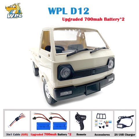 Coche de control remoto WPL D12 1:10 2WD para niños, camión de simulación de derrape, luz LED en carretera 260, Motor cepillado D12, coche 1/10 para niños, regalos, Juguetes ► Foto 1/6