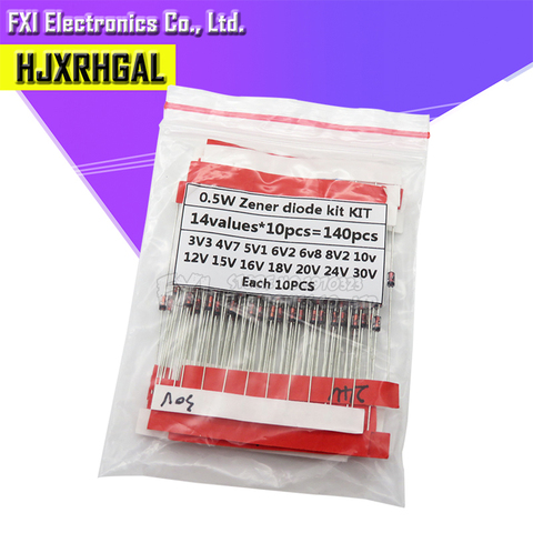 14valores * 10 Uds = 140 Uds 0,5 W regulador 3,3 v-30 v 1/2w componente de diodo Zener surtido paquete nuevo y original ► Foto 1/3