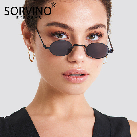 SORVINO-gafas de sol ovaladas Steampunk para mujer, lentes de sol delgadas de Estilo Vintage Steampunk, pequeñas, de diseñador, pequeñas, doradas, SN229, 2022 ► Foto 1/6