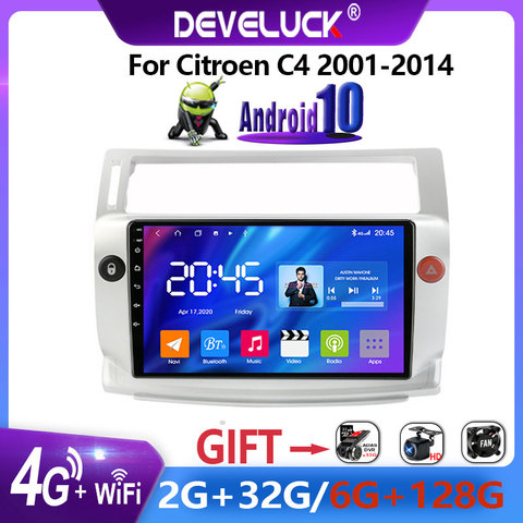 2 din Android 10,0 coche Radio Video Multimedia Player navegación GPS para Citroen C4 C-triunfo C-Quatre 2004-2014 2din FM estéreo ► Foto 1/6