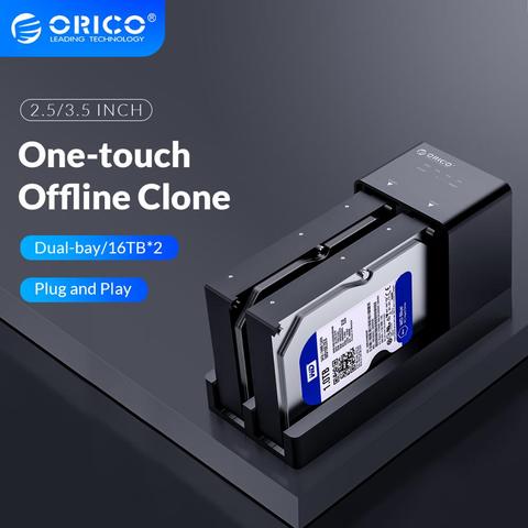 ORICO-estación de acoplamiento para disco duro HDD clon sin conexión, estación de acoplamiento para disco duro, compatible con Funda de disco duro de 10TB, 2 Bay, 2,5, 3,5 pulgadas, USB 3,0 ► Foto 1/6