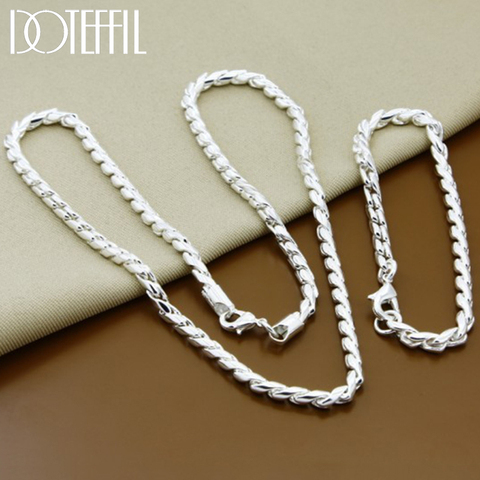 Venta caliente 925 collar de plata Pulsera conjuntos de joyas de moda Simple conjunto de pulsera de Collar de plata para las mujeres ► Foto 1/6