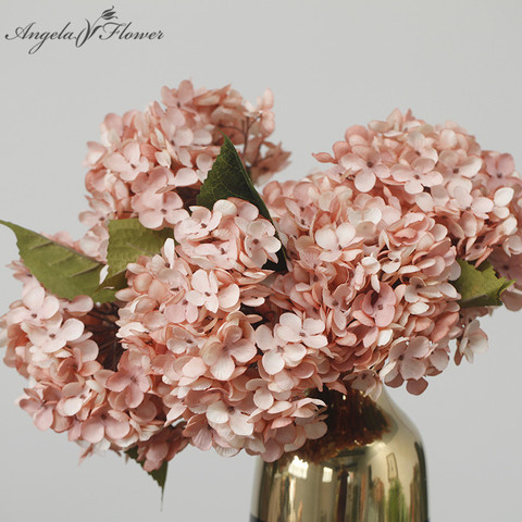 Flores de hortensia de Otoño de estilo europeo ramo de flores artificiales para decoración hogar sala de estar suministros de fiesta decoración de escritorio Floral ► Foto 1/6