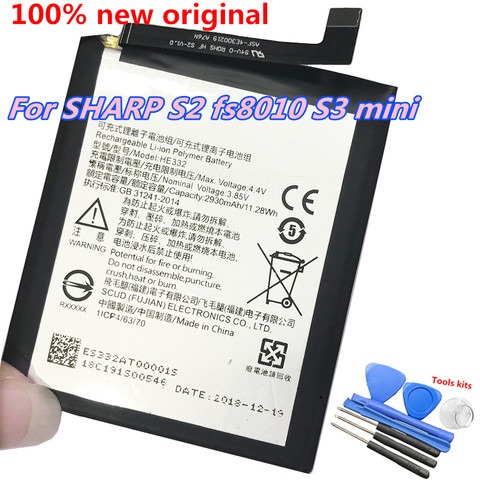 Original nuevo HE332 batería de 2950mAh para SHARP S2 fs8010 AQUOS s2 8016 8018 S3mini s3 mini baterías de teléfonos móviles de alta calidad ► Foto 1/2