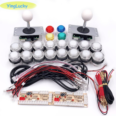 Juego de 2 jugadores de Joystick Arcade DIY Botón de Piezas de LED + Joysticks + controlador de codificador USB para Mame para Raspberry Pi 3 ► Foto 1/6