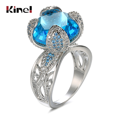 Kinel Vintage anillo de Boda nupcial Lucky Tree Punk Gun mosaico negro piedra circón color rojo anillos de dedo para mujeres Envío Directo ► Foto 1/6