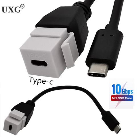 Keystone-acoplador de conector USB 3,1 tipo C macho (hembra) a hembra, insertos de Cable de extensión para toma de corriente de placa de pared ► Foto 1/6