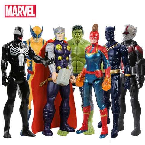 30cm Los vengadores de Marvel Venom Hulk Pantera Negra hormiga Capitán América Thor Wolverine Thanos figura de acción chico juguete para niños ► Foto 1/6