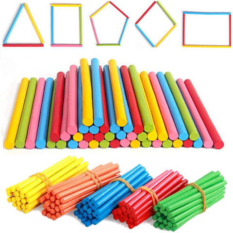100 unidades coloridas palos de bambú para el conteo de matemáticas Montessori ayuda para la enseñanza caña de conteo para niños en edad preescolar juguetes de aprendizaje de matemáticas ► Foto 1/6