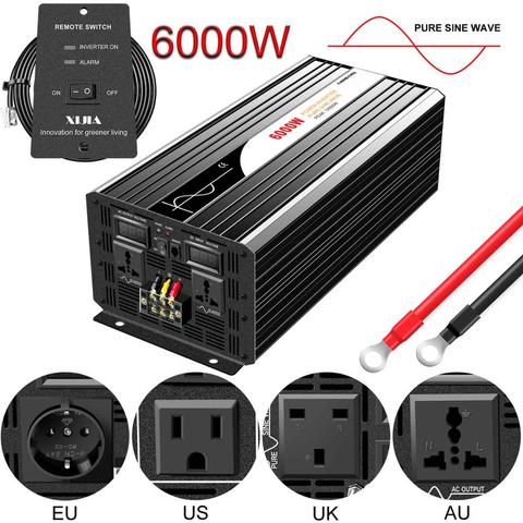 Inversor de onda sinusoidal pura de 6000W, 12v, 230v con control remoto, inversor de energía solar 24v CC 48v a CA 110v, pantalla digital ► Foto 1/6