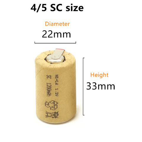 10/lote batería de alta calidad batería recargable batería subbatería 4/5 SC Ni-Cd batería 1,2 v con pestaña 1200 mAh para herramienta eléctrica ► Foto 1/4