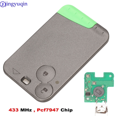 Jingyuqin-Chip Pcf7947 de 433 MHz, tarjeta remota de 2 botones, llave de coche inteligente para Renault Laguna, hoja de llave sin cortar con logotipo ► Foto 1/3