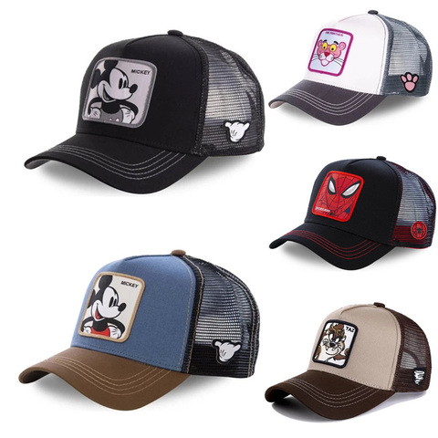 Gorra de malla de dibujos animados para hombre y mujer, snapback de béisbol de algodón, hiphop, Mickey y Pato Donald, de camionero, marca nueva ► Foto 1/4